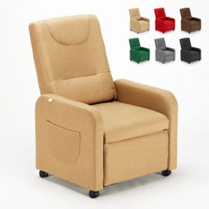 Image de Le Roi du Relax Fauteuil inclinable Relax 4 roues avec repose pieds en tissu Beautiful, Couleur: Beige