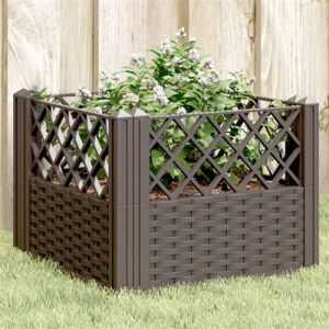 VidaXL Jardinière avec piquets marron 43,5x43,5x43,5 cm PP, bac à fleurs, support de jardinière, support de fleurs, bac à plantes, support de plantes
