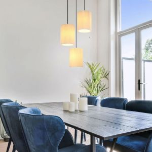 Globo Lighting Lampe suspension lampe suspendue plafonnier lampe de salle à manger textile couleur naturelle h 120 cm