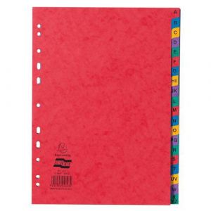 Exacompta Lot de 5 intercalaires carte lustr&eacute;e avec onglets imprim&eacute;s alphab&eacute;tiques 20 positions az - A4 - Couleurs assorties - 4803Z