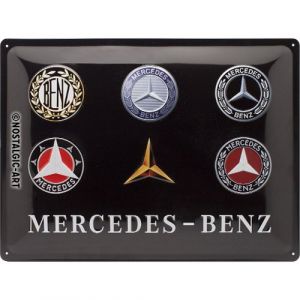 Nostalgic Art Plaque vintage Mercedes Benz Logo Evolution Cadeau pour les fans d'accessoires automobiles, en métal, Déco design retro, 30 x 40 cm Retro Tin Sign