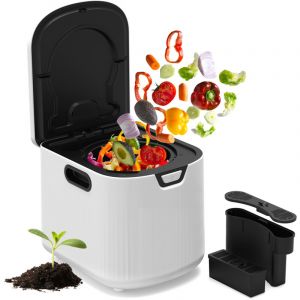 Puluomis Composteur Cuisine &Eacute;lectrique Intelligent 3.3L, Poubelle Compost Cuisine Automatique Rapide de Comptoir avec Affichage LED, Auto-Nettoyage,