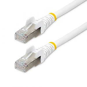 Image de StarTech.com Câble Ethernet CAT6a 2m - Low Smoke Zero Halogen (LSZH) - 10 Gigabit 500MHz 100W PoE RJ45 S/FTP Cordon de Raccordement Réseau Snagless Blanc avec Décharge de Tension