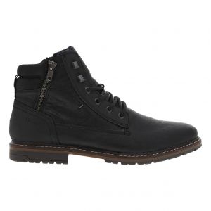 Rieker Bottines noires, fourrées, à talon décroché bas et à lacets et zips latéraux