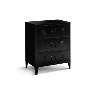 Commode ESTER 60 cm 3 tiroirs métal noir design industriel