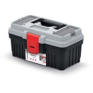 Boîte à outils avec porte-outils - Poignée ergonomique - Couvercle robuste en ABS - Fermetures de serrage - 296 x 178 x 153 mm - Gris