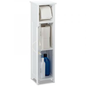 Relaxdays Support Non Fixe pour Papier Toilette, Salle de Bain, HxLxP: 71x18x20 cm, poignée en Coton, étroit, Blanc