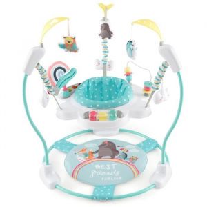 Costway Trotteur Musical Bébé Jumperoo-Hauteur Réglable-Jouets Interactifs-Boîte À Musique Avec Lumières-Siège À 360°-6+ Mois-Animal