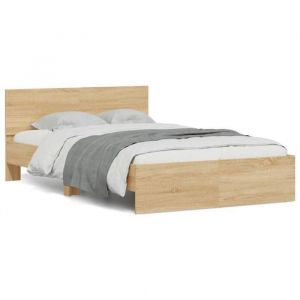 VidaXL Cadre de lit avec tête de lit et led chêne sonoma 140x190 cm