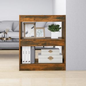 VidaXL Bibliothèque/Séparateur de pièce Chêne fumé 60x30x72 cm