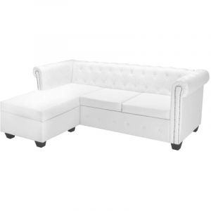 VidaXL Canapé Chesterfield en l en cuir synthétique blanc
