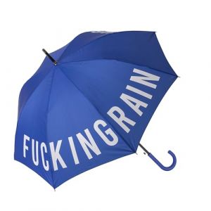 Fisura. – Grand parapluie F*cking rain bleu jeune. Parapluie anti-vent résistant automatique avec bouton. Poignée ergonomique. Mesures: 106 cm de diamètre.