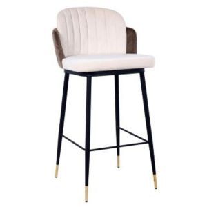 Image de Kare Design Tabouret de bar Hojas velours beige et taupe