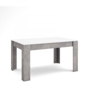 Table à manger, Meuble Salle à Manger, 140x90x76 cm, Pour 6 personnes, Meubles de Salon, Style moderne, Blanc et ciment - Skraut Home