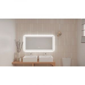 Miroir Éclairant LAURA - Angles rectangulaires - Bords givré - 120 x 60 cm