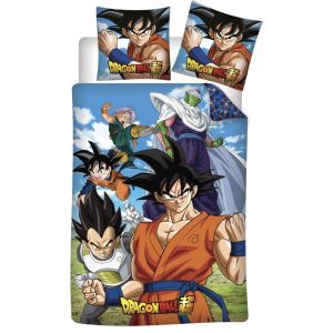 Parure de lit Manga Goku et Vegeta Housse de Couette 140x200 cm Taie 63x63 cm Bleu Dragon Ball Z