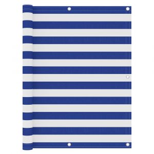 Écran de balcon brise pare vue protection confidentialité 120 x 300 cm tissu oxford blanc et bleu 02_0010062