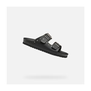 Geox J Adriel Girl J Sandale, Black/Silver, 36 EU