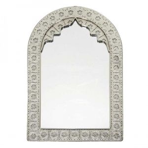 Miroir Oriental en Métal Argenté