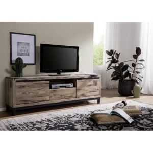 Meuble tv 170x40 Chêne sauvage huilé Bianco villanders 213 - beige