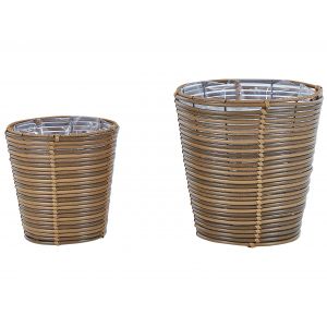 Beliani Pots et Vases en rotin marron H25 32