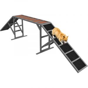 Pawhut Rampe d'agilité pour chien barres de sécurité surface antidérapante max. 40Kg bois gris