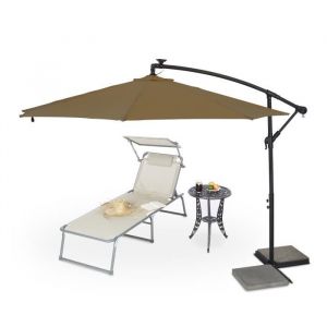 Relaxdays Parasol déporté marron avec LED - 10038386-0