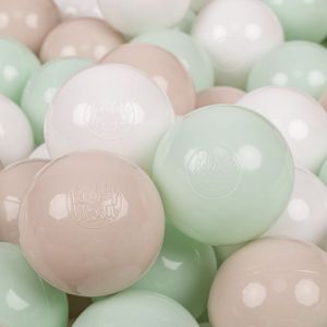 Image de 300 Balles/7Cm Balles Colorées Plastique Pour Piscine Enfant Bébé Fabriqué En eu, Beige Pastel/Blanc/Menthe - beige pastel/blanc/menthe - Kiddymoon