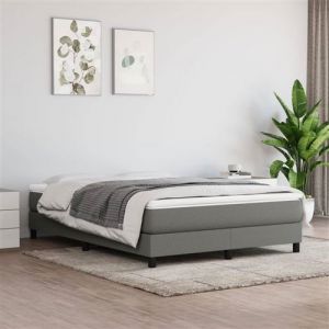 VidaXL Sommier à Lattes de Lit avec Matelas, Lit Rembourré, Lit Double, Lit Adulte de Chambre à Coucher Intérieur, Moderne, Gris Foncé 160x200cm Tissu