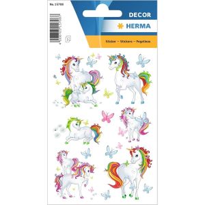 Herma 15708 Lot de 51 autocollants licorne petits et grands animaux avec motif licornes papillons, &eacute;tiquettes pour enfants pour album photo, journal intime, album de po&eacute;sie, scrapbooking,