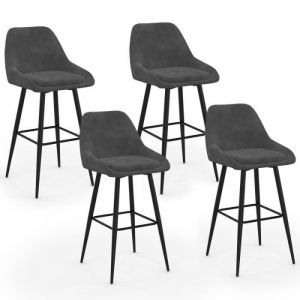 Idmarket Tabourets De Bar En Velours Gris Foncé : Lot De 4