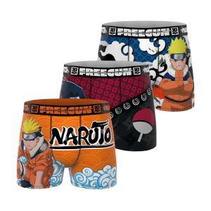 Freegun Boxer Homme Naruto, Cale&ccedil;on Homme Sasuke, Kakshi, Original Manga (Lot de 3) XXL