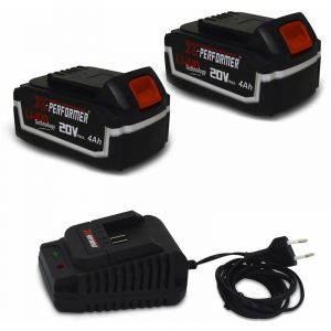 X-Performer Pack 2 Batterie CONCEPT 20V Lithium 4 Ah compatible pour la gamme d'outils Electro-portatifs + Chargeur unclus