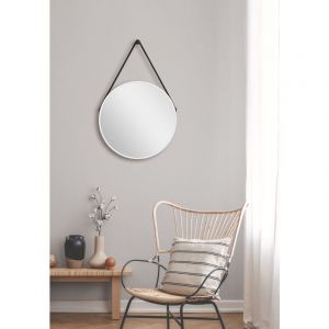 Talos Miroir Mural Rond d&eacute;coratif Blanc Mat &Oslash; 50 cm 50260