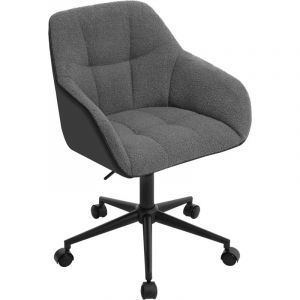Woltu - Chaise Bureau Chaise Coiffeuse en pu + Bouclette, Fauteuil de Bureau Ergonomique pivotant à 360°, Gris foncé+Noir