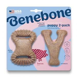 Benebone - Jouet à mâcher dentaire pour chiots Puppy 2-Pack Dental Chew/Wishbone 10cm -