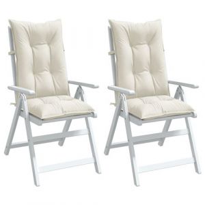 VidaXL Coussins De Chaise À Dossier Haut Lot De 2 Crème Mélangé Tissu