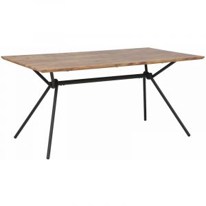 Beliani Table à manger effet bois foncé et noire 160 x 90 cm AMSTERDAM