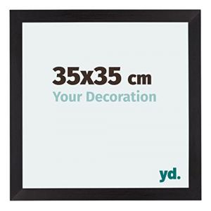 Yd. - Your Decoration - 35x35 cm - Cadres Photo en mdf Avec Verre acrylique - Anti-Reflet - Excellente Qualité - Noir Grain de Bois - Cadre