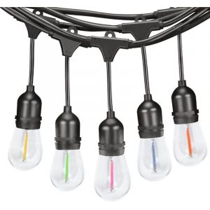 M Ledme – Guirlande lumineuse solaire LED d'extérieur de 7,5 m avec 10 ampoules, couleur RVB à intensité variable, étanche IP65, avec capteur crépusculaire, décoration pour jardin, entrée et fête