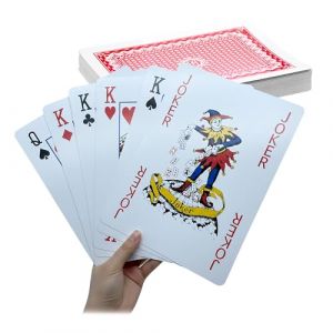 Relaxdays Cartes &agrave; Jouer Jumbo 54 pi&egrave;ces, &eacute;tanches, XL 28x21 cm, color&eacute;es, Poker, rami