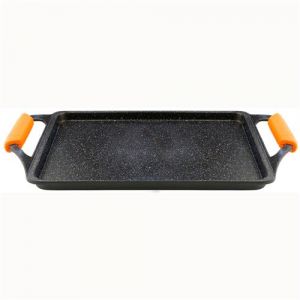 Image de WECOOK! Ecochef Titan Grillplatte, Induktion Griddle-Pfanne 37 X 25 cm, Aluminiumguss, Antihaftbeschichtung QUANTANIUM &Ouml;kologisch PFOA-frei, 5mm Dicke, Silikongriffe, Vitrokeramik, Gas, Backofen