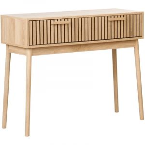 Beliani Table Console avec 2 Tiroirs Style Scandinave MDF Pieds en Pin Bois Clair Lynwood