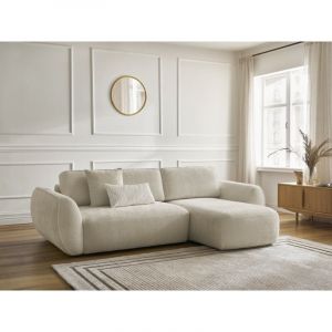 Bobochic Canapé d'angle convertible denise tissu texturé Angle droit Beige