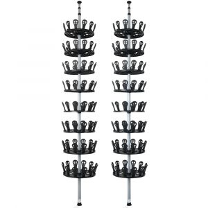 Deuba Lot de 2 Carrousel &agrave; chaussures XXL 96 chaussures Meuble de rangement chaussures avec tige t&eacute;lescopique