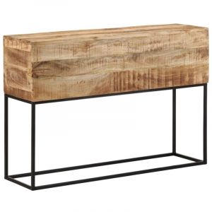 VidaXL Table console 110x30x75 cm bois de manguier massif brut et fer