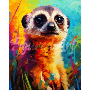Broderie diamant : Suricate Coloré Abstrait - sans chassis en bois