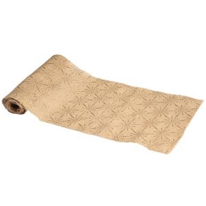 Ruedelafete Chemin de table Jute avec étoiles dorées 3m