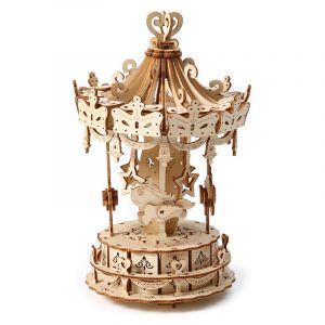 Dam Maquette en bois 3d, conception de carrousel avec mouvement m&eacute;canique. 82 pi&egrave;ces