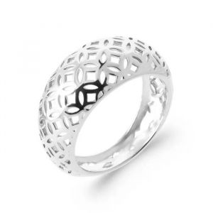 Bague Jonc - Bijouxia - Argent Massif Rhodi&eacute; 925 - Taille 50 &Agrave; 60 - Style Minimaliste - Motifs Dentel&eacute;s